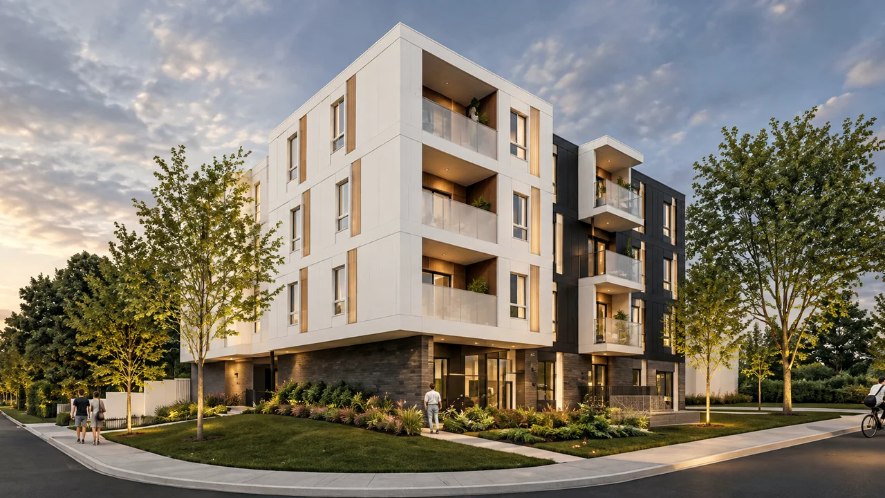 L’immeuble du 10635, boulevard de l’Ormière, en fin de journée